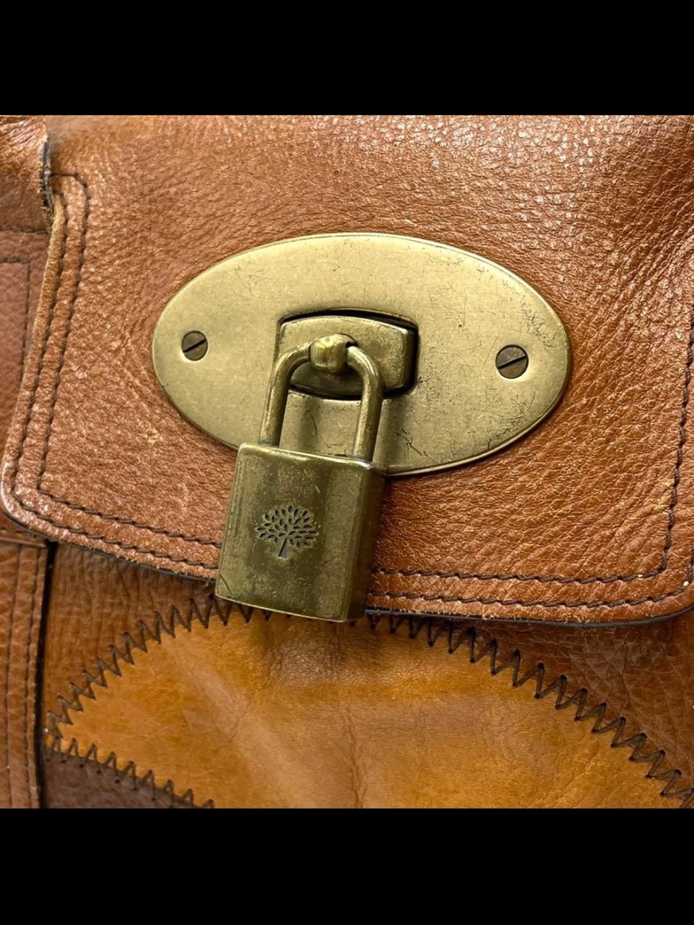 Mulberry Two-Tone Brown Patchwork Shoulder Bag - Picture 8 of 11